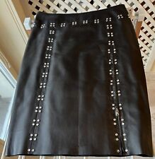 Antonio Fusco gonna pelle nappa foderata decorazione Swarovski