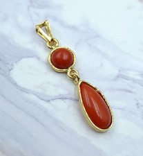 ciondolo vero corallo Antico Di Sardegna Naturale e Argento 925  Pendente Dorato