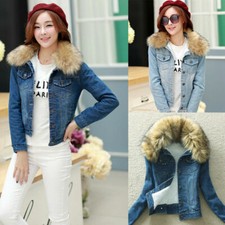 Donna Pile Sherpa Jeans Giacca