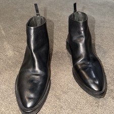 MARSELL stivaletti neri in pelle tacco a blocco zip posteriore donna tg 36 1/2 EU 6 US