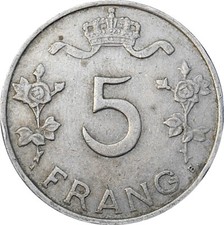 LUXEMBOURG 5 francs frang 1949 Charlotte KM#50 (1456)