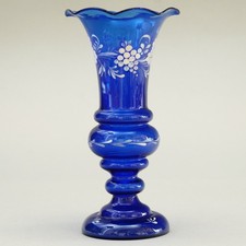 Antico Vaso Vetro Blu Boemia