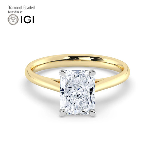 Anello solitario radiante - ,