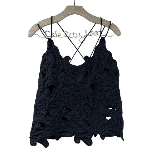 Canotta nera pizzo con - in,
