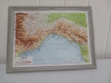 Mappa Cartina Geografica Plastificata A Rilievo Liguria Stampato In Italia 1965
