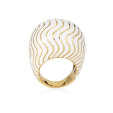 Anello Vintage David Webb Smalto Bianco Bomba Cupola Tg 6 Estate Fine Jewelry