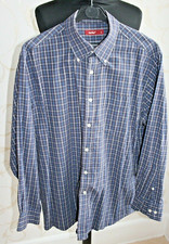 Camicia uomo CELIO FRANCE 100% cotone a quadri/plaid/tartan blu scuro e bianco L.