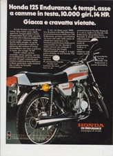 advertising Pubblicità MOTO HONDA 125 ENDURANCE 1978 MOTOGIAPPONESI EPOCA