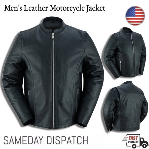 Mens leather casual biker - leather,