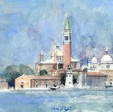 MARIO MADIAI VENEZIA SAN GIORGIO Acquerello Originale Venice Watercolour