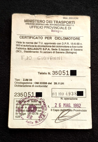 Libretto originale certificato - libretto,
