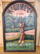 Insegna D'epoca / Pannello Decorativo In Legno Golf Inizio 1900 . Originale