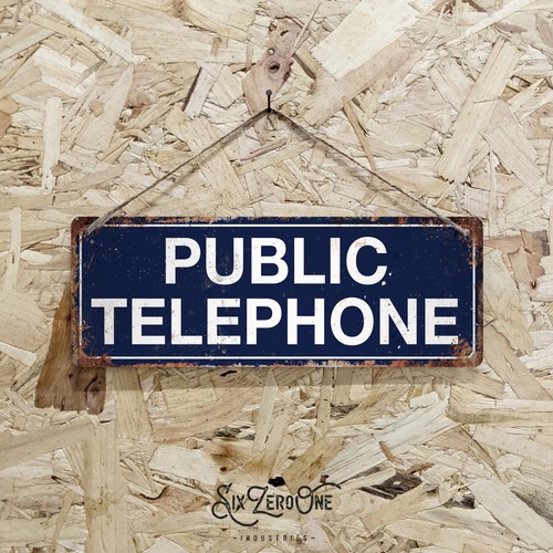 Public telephone metal sign - public,