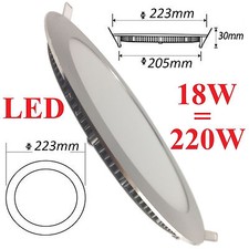 Controsoffitto LED sottile slim 18W 220V foro incasso 21cm argento F.I.205-210mm