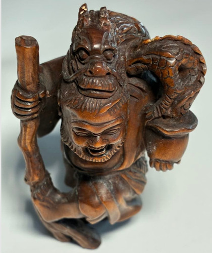 Netsuke umano drago legno - netsuke, e