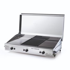 Cucina Professionale Tripla Piastra 3 Bruciatori Acciaio Inox Ghisa coperchio