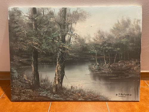 Quadro olio tempera tela - e,