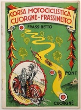 COURGNE’ - PONT - FRASSINETO CORSA MOTOCICLISTICA IX° 1931 PROGRAMMA GARA MOTO