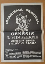 Programma ufficiale tour GENESIS 1973 volantino Festival Charisma Italia