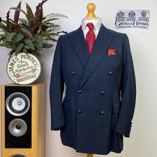 Giacca blazer militare doppiopetto bottoni blu navy Gieves & Hawkes (40R) BESPOKE