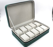 Cofanetto Porta Orologi 10 Posti Eco Pelle Verde Watch Case- Watch Box Nuovo