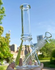 8'' Clear Thick Glass Water Pipe Smoking Bong Hookah Shisha Beaker Bubbler
