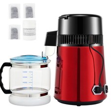 Distillatore d'Acqua Domestico 4L a 750 W Rosso con Contenitore in Vetro