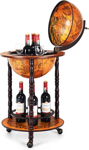 Mappamondo bar con ruote - con,