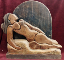 SCULTURA LEGNO DONNA di ADOLF VALLAZZA - 1982 - Altezza 41 cm