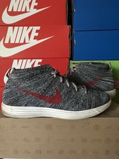 Nike Lunar Flyknit Chukka Wolf grigio rosso US11,5 usate delicatamente 554969-001 2013 rare