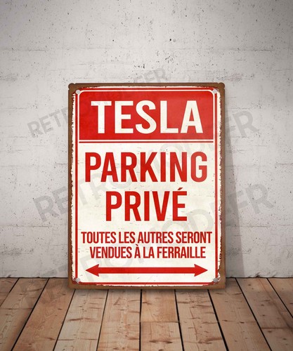 Plaque métal vintage tesla - métal,
