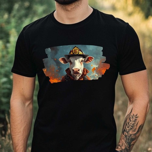 Shirt uomo mucca pompiere - mucca,