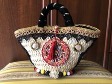 COFFA BORSA ARTIGIANALE "A CARRITTERA" SICILIANA IN PALMA NANA ORNATA A MANO