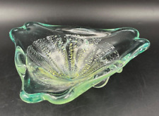 Centrotavola soprammobile vaso Murano colore onda mare fiocchi d'oro e argento