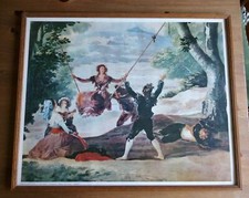FRANCISCO GOYA L'ALTALENA STAMPA VINTAGE QUADRO CORNICE IN LEGNO ARTE 1800