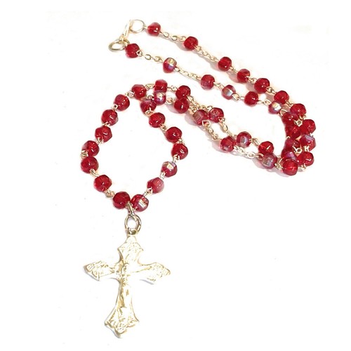 Collana rosario con - , croce