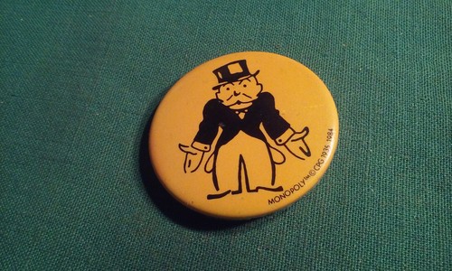 Monopoly money bags pinback - money,