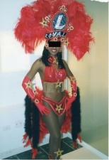 Costume da donna ballerina abito brasiliano adulto rosso carnevale 