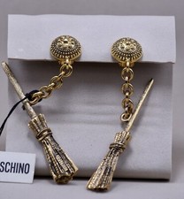 MOSCHINO ORECCHINI VINTAGE METALO COLOR ORO ANTICO CHIUSURA CLIP MADE IN ITALY