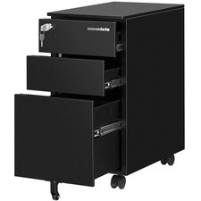 Cassettiera per Scrivania Ufficio Mobiletto per Documenti Chiusura 4Ruote Metall