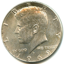 USA half dollar argent Kennedy 1969 D n°5663
