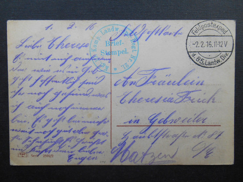 Ww1 german army 1916 feldpost - ww1,