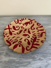 centro tavola in vetro decorato oro e rosso