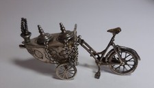 Antica Biciletta Carretto Gelati Argento 800 Vintage cm 9