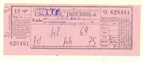 Cedola gioco del lotto - cedola,