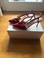 Sergio Rossi Décolleté Red Suede Mid Heels Size 38 Excellent Condition