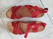 Sandali donna rossi n° 39 zeppa 6 cm vera pelle made in Italy usati pochissimo