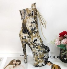 Scarpe stivali donna sexy tacco alto 15 cm plateau stringati nightclub pole dance 