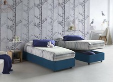 Letto singolo Laura, Letto contenitore in tessuto, per materasso Cm 90x200