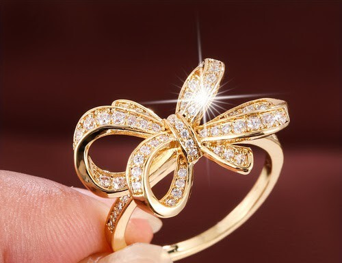 Squisito anello fiocco zirconi - squisito,